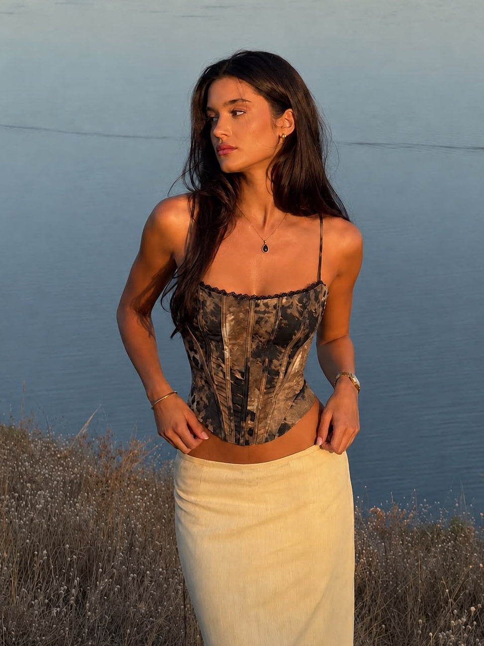 Aki Printed Corset Top