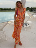 Diaz Floral Ruffled Maxi Dress In Rust