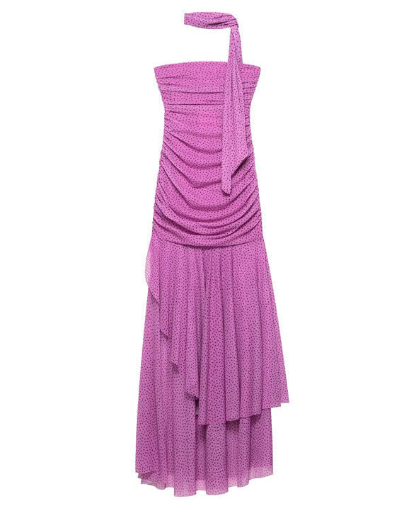 Liane Polka Tube Maxi Dress With Scarf