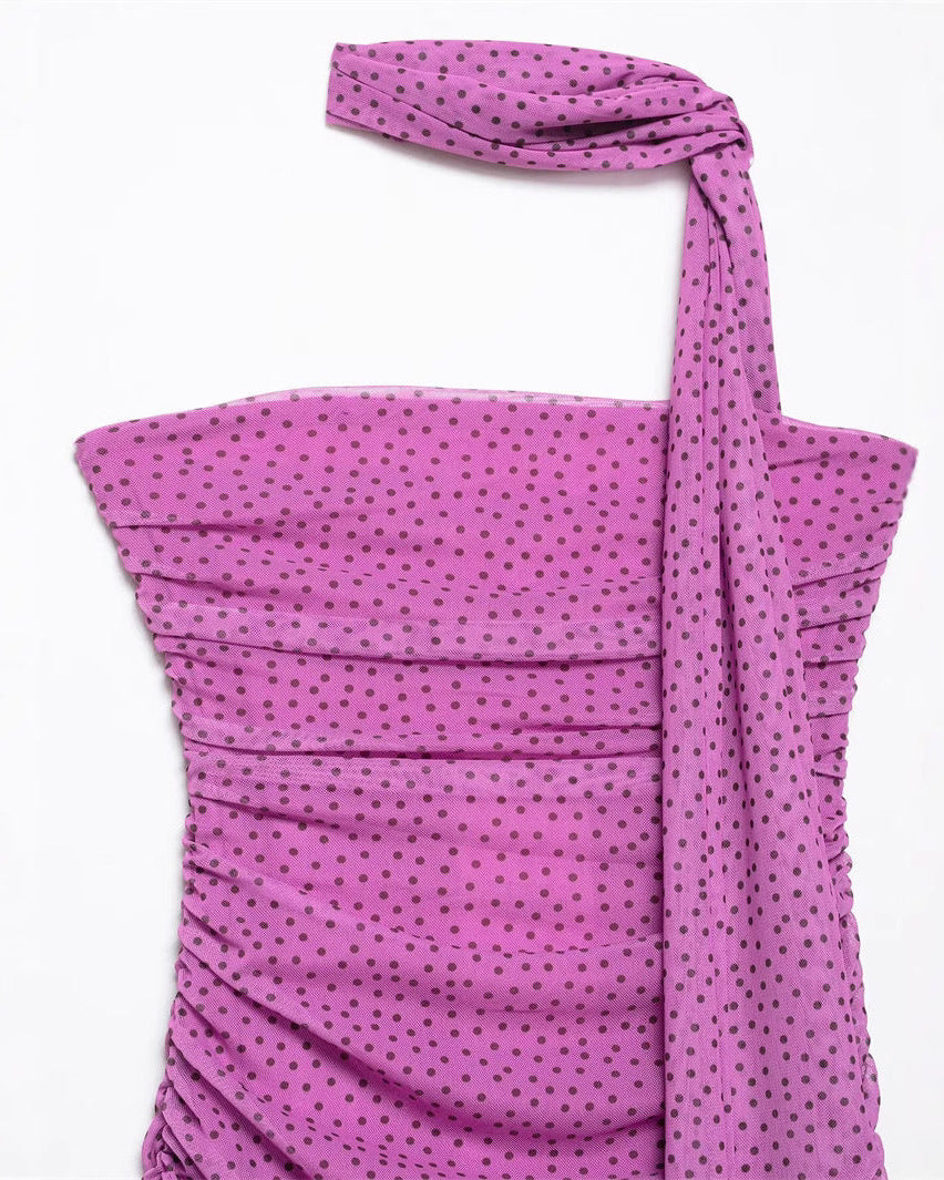 Liane Polka Tube Maxi Dress With Scarf
