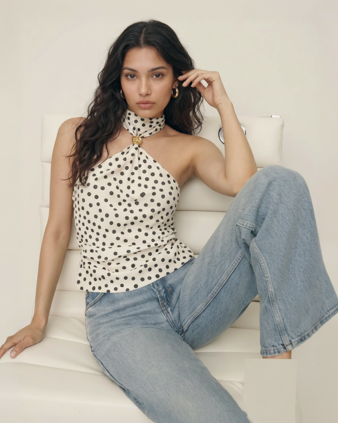 Taurel Halterneck Polka Top